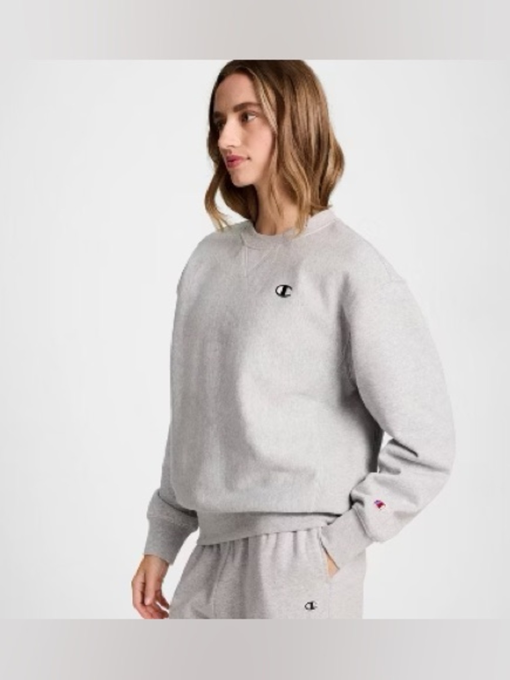 Champion Light Gray Crewneck Sweatshirt Size Medium - Picture 2 of 8